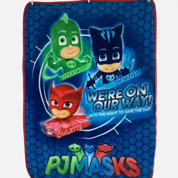 PJ Masks Silky Plush Blanket Throw Gekko Catboy Owlette Soft Lovey 55.5" x 45" - Picture 1 of 9
